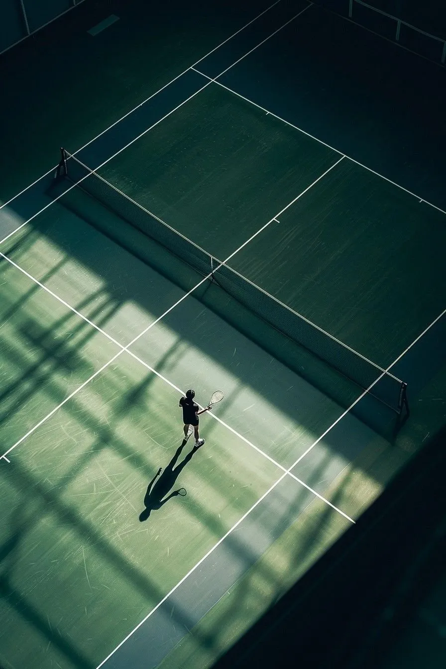 Sunlight and shadows across a padel court